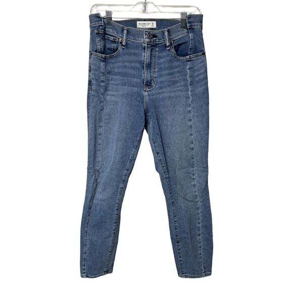 Abercrombie Jeans Women 8 29 Short Blue Super Skinny High Rise Stacked Waist - Picture 1 of 6